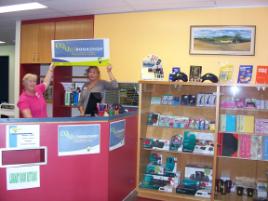 PhotoID:11074, Library staff members, Catherine Prizeman and Wendy Ibbotson show off the new Gladstone Library and Bookshop.