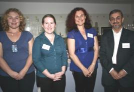 PhotoID:5548, CQU's Dr Nasser Hossein-Zadeh with (from left)  CQU graduate engineers Sarah Lobban-Blackman and Melissa St John from Ergon and PEA rep Adriana Bodnarova