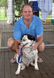 PhotoID:10231, John Price and his dog Tike are thankful for the accommodation at CQUniversity's Sports Complex.