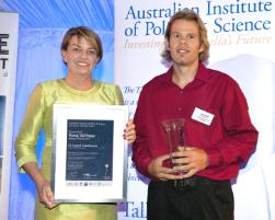 PhotoID:11716, Dr Corneel Vandelanotte is congratulated by Queensland Premier Anna Bligh