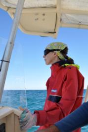 PhotoID:10278, On watch - Alison Jones monitors the effects of flood waters on the reef at the Keppel Islands.