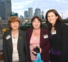 PhotoID:6244, Kathleen (left) with her daughter Shontelle Lewis (also a CQUniversity student) and an ABC Radio representative