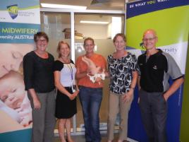 PhotoID:14042, Mackay Hospital & Health Service staff L-R Rymer Tablou (Nursing/Midwifery Director), Leslie Jenkins (Nurse Educator) student Kobi Haddow, Seana Clarke (Unit Manager) and Greg Coulsen (Nurse Practitioner).  