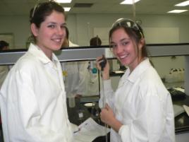 PhotoID:6089, Chanel College students Andrea Wiles and Jenny Dimitrov participate in the titration competition.