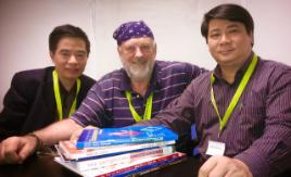 PhotoID:14275, Professor Mike Horsley (centre) with visiting Vietnamese education officials Khanh Nguyen Cong (left) and Doan Van Ninh are working to modernise the Southeast Asian country's teaching system.