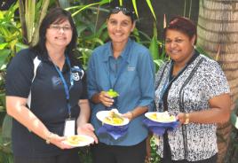 PhotoID:11720, Kay Stevenson from Rockhampton High, Stephanie Ketchup from The Cathedral College and Sophia Yasso from Education Qld