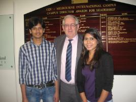 PhotoID:13017, Campus Director Darryl Stewart congratulates Saikiran and Dishala