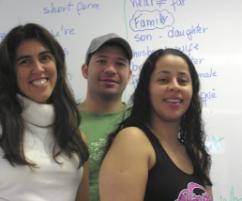 PhotoID:4675, Tutor Marcia Wenman (left) with Ronaldo Rodrigues and Lilian Santana