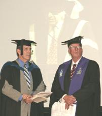 PhotoID:5466, MC Dave Cardnell with Colin Munro, after conferral of his honorary degree