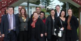 PhotoID:13036, Prof Fredericks (fifth from left) among researchers at the Maori Health Services, Whakatane, New Zealand