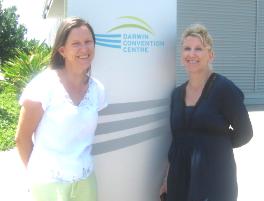 PhotoID:8002, Alison Owens and Susan Loomes outside the Darwin Conference Centre