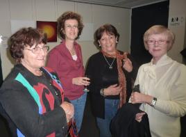 PhotoID:9102, Enjoying themselves at the recent CQUniversity Library Film and Arts Mackay's presentation of the Italian Comedy 'Her Whole Life Ahead' are (left to right) Nelly Frey, Charlotte Templing, F Pinochi, and Kathleen O'Hare.