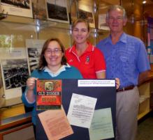 PhotoID:4201, CQU Librarians Kelli Stidiford, Kerrie Malcolm and volunteer Rob Macfarlane prepare for the Heritage Week library tour