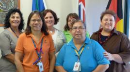 PhotoID:12682, Catherine Chamberlain (third from left) and Pro Vice-Chancellor (Indigenous Engagement) Professor Bronwyn Fredericks (far right) visit Rockhampton's Aboriginal and Torres Strait Islander Health Service 