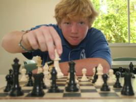 PhotoID:5532, Young chess player, Jacob Petersen is making the right move by starting university before completing school. Photo by Russel Guse at the Central Telegraph, Biloela.