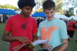 PhotoID:6525, Asrin Dayanda and Rhys Callaghan from Emmaus College were excited by the opportunities presented by CQUniversity at the open night.