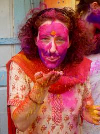 PhotoID:12802, Lily got to take part in the colourful Holi Festival. Photo by Grant Mills