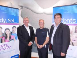 PhotoID:14260, CEO of Chiropractors' Association of Australia Andrew McNamara with CQUniversity's Chiropractic Science Head of Program Professor Phillip Ebrall and Pro Vice-Chancellor (Community & Engagement) and Head of Campus Mackay Professor Pierre Viljoen