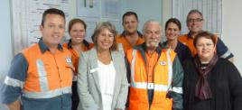 PhotoID:12690, Director of Development and Alumni Relations Ms Suzi Blair (third from left) and BMA Chair and Pro Vice-Chancellor (Indigenous Engagement) Professor Bronwyn Fredericks (far right) meet with BMA Blackwater employees recently