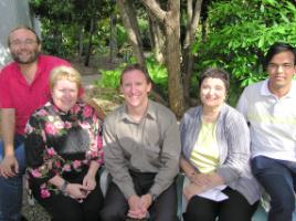 PhotoID:5563, Dr Morgan (centre) with L-R Dale Trott, Leone Hinton, Professor Alex Radloff and Ashfaque Chowdhury