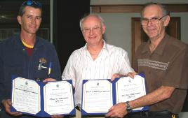 PhotoID:5257, Gary Hoare, Professor John Rickard and Ian Major celebrate their Excel Award.