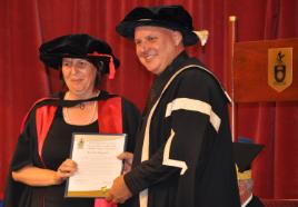 PhotoID:11967, Professor Brenda Happell receives her award during graduation