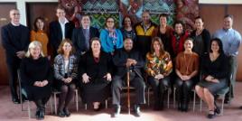 PhotoID:13035, Prof Fredericks (seated third from left) among researchers at Te Whare Wnanga o Awanuirangi (Indigenous University)