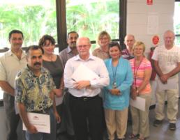 PhotoID:5082, Front Row (L-R) Dr Shawkat Ali, Prof Peter Wolfs, Shamsa Syeda & Sylvia Ward, back row (L-R) Dr Lee Di Milia, Pro Vice Chancellor Prof Jennelle Kyd, President PRSC (Post graduate research students committee) Sohail Qureshi, Mary-Anne Jones, Gerard Ilott and Peter Scottney-Turbill 