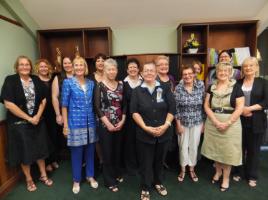 PhotoID:12316, QCWA rep Arlene Roberts (foreground) with participants in the Senior Women's Breakfast