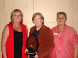 PhotoID:7074, Maude Chapman (left) with Julie Robson (CQUniversity Mackay Campus Trophy for the highest GPA in Nursing) and Pam Savage