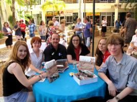 PhotoID:13674, The Idiom 23 team gathers for the launch. L-R Jess Delaney (cover photographer), Caitlin Delaney, David Murray, Dr Lynda Hawryluk, Shay Ledingham and Reece Lawrence