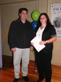 PhotoID:9583, Head of Campus Dr Pierre Viljoen awards Nicole Williams with the Mentor of the Year award.