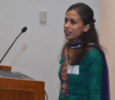 PhotoID:11551, Sonia, a student of the Salaam Baalak Trust addresses the audience at the signing of the Memorandum of Understanding between CQUniversity Australia and the Trust.