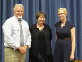 PhotoID:12785, Associate Professor Carole Orchard, a Canadian specialist on health care service delivery, is welcomed to CQUniversity by Professor Graham Pegg and Associate Professor Monica Moran