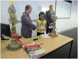 PhotoID:14760, Senator for Qld Claire Moore cuts the ribbon to open the Nepal Australia Studies and Research Centre at Brisbane Campus