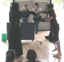 PhotoID:4539, Taka Yokoyama, Program Leader BLM (Japanese), teaching the Year 10 students the art of Kendo