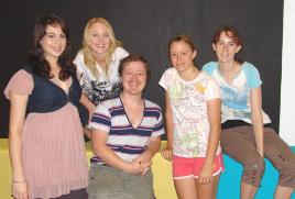 PhotoID:5452, Dene meets some of the students (from left) Tegan Timson, Briana Ives, Ashleigh Rowe and Jacinda Cosstick