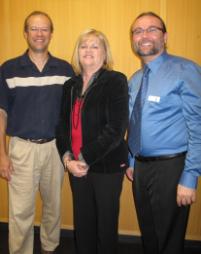 PhotoID:9299, Scott Lawton, Karen Reynolds and Dale Trott were all smiles at the launch of Academe this week.