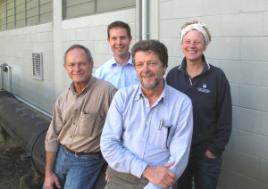 PhotoID:7437, Chatting about coal are (from left) Associate Professor Col Greensill, Xstrata Coal's Todd Harrington, ACARP's Roger Wischusen and Joan Esterle, coordinating the Bowen Basin Geologists