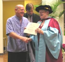 PhotoID:4920, CQU staff member Tim Crockford - pictured with Professor Angela Delves - was among those who completed STEPS via external studies