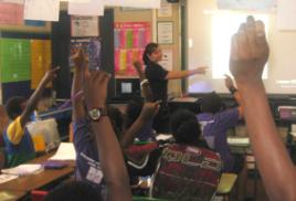 PhotoID:11304, Tinita in the classroom at Bamaga