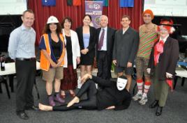 PhotoID:8767, Debaters were full of colour and costume at today's healthy workplace debate.