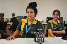 PhotoID:14139, L-R Jazmin Csoma and Zoe Vaughan try out the LEGO engineering activity