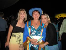 PhotoID:7073, Delma Clifton celebrates her PhD with  daughters Melinda and Corrine