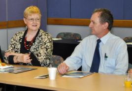 PhotoID:8121, Deputy Vice-Chancellor Angela Delves and Institute Director of Central Queensland Institute of TAFE Steve Mathieson at the signing of the memorandum of understanding.