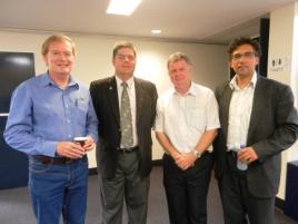 PhotoID:13614, John Hodgson (Mackay Sugar), Prof Pierre Viljoen (CQUniversity), Howard Hayes (AusIndustry) and Jeffrey Castellas (Mackay Clean Tech Cluster).