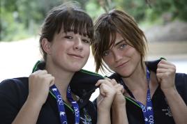 PhotoID:5302, Mikala Maloney (St Ursula's College) and Rebecca Gallehawk (Yeppoon State High School) thought they would make very 'cool' scientists.