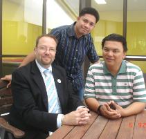 PhotoID:5826, CQU's John Kemsley (left) with Dr Alex de los Santos III (right) and Leo Palle