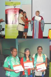 PhotoID:8027, DVC Professor Angela Delves presents the certificates and the recipients celebrate together