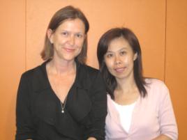 PhotoID:10460, Associate Professor Alison Owens chats with Monica Huang about her doctoral research